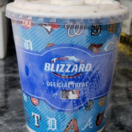 a cup of blizzard ice cream