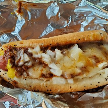 Chicago Paulies - Chili cheese dog with onion, mustard. - Hot Dogs Near Me - Tampa, Florida