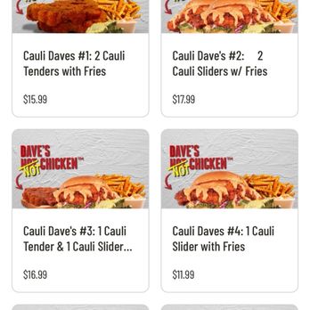 Dave's Hot Chicken - Non meat menu options - Chicken Shop Near Me - Mechanicsburg, Pennsylvania Dave's Hot Chicken - Non meat menu options - Chicken Shop Near Me - Mechanicsburg, Pennsylvania