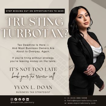 Espoir Advisory - LIMITED BOOKING AVAILABILITY -- TAX RETURN OPTIMIZATION REVIEW - Business Consulting Near Me - San Francisco, California Espoir Advisory - LIMITED BOOKING AVAILABILITY -- TAX RETURN OPTIMIZATION REVIEW - Business Consulting Near Me - San Francisco, California