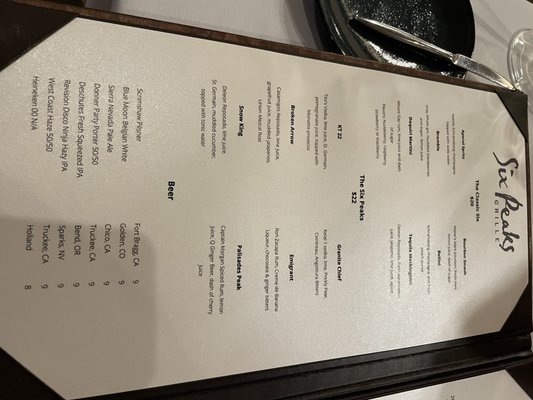Menu photo 2 Six Peaks Grille Olympic Valley, CA
