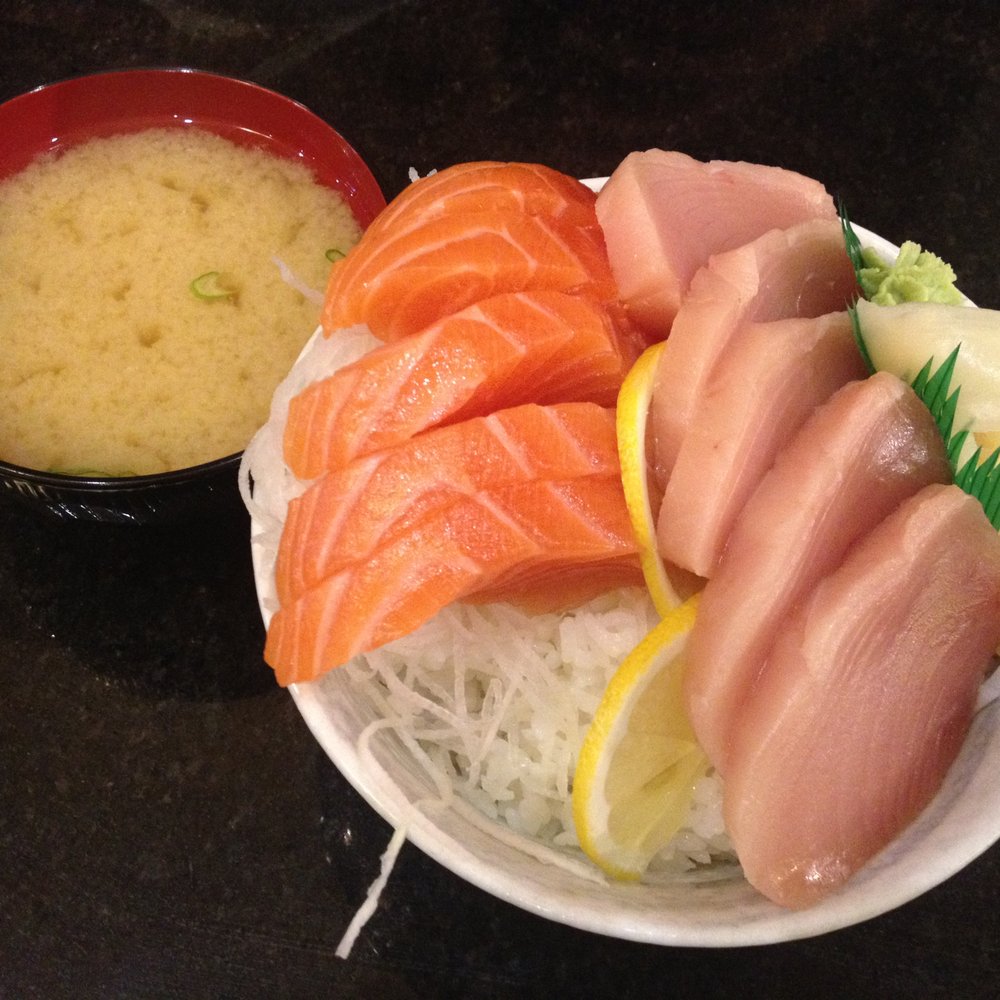 O Sushi - Salmon and tuna chirashi bowl with miso soup~ - Sushi Bars Near Me - Vancouver, British Columbia O Sushi - Salmon and tuna chirashi bowl with miso soup~ - Sushi Bars Near Me - Vancouver, British Columbia