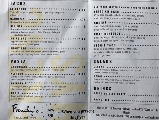 Menu photo 3 Frenchy’s Tacos & Pasta Midland, TX