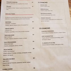 Chacho - Drink Menu