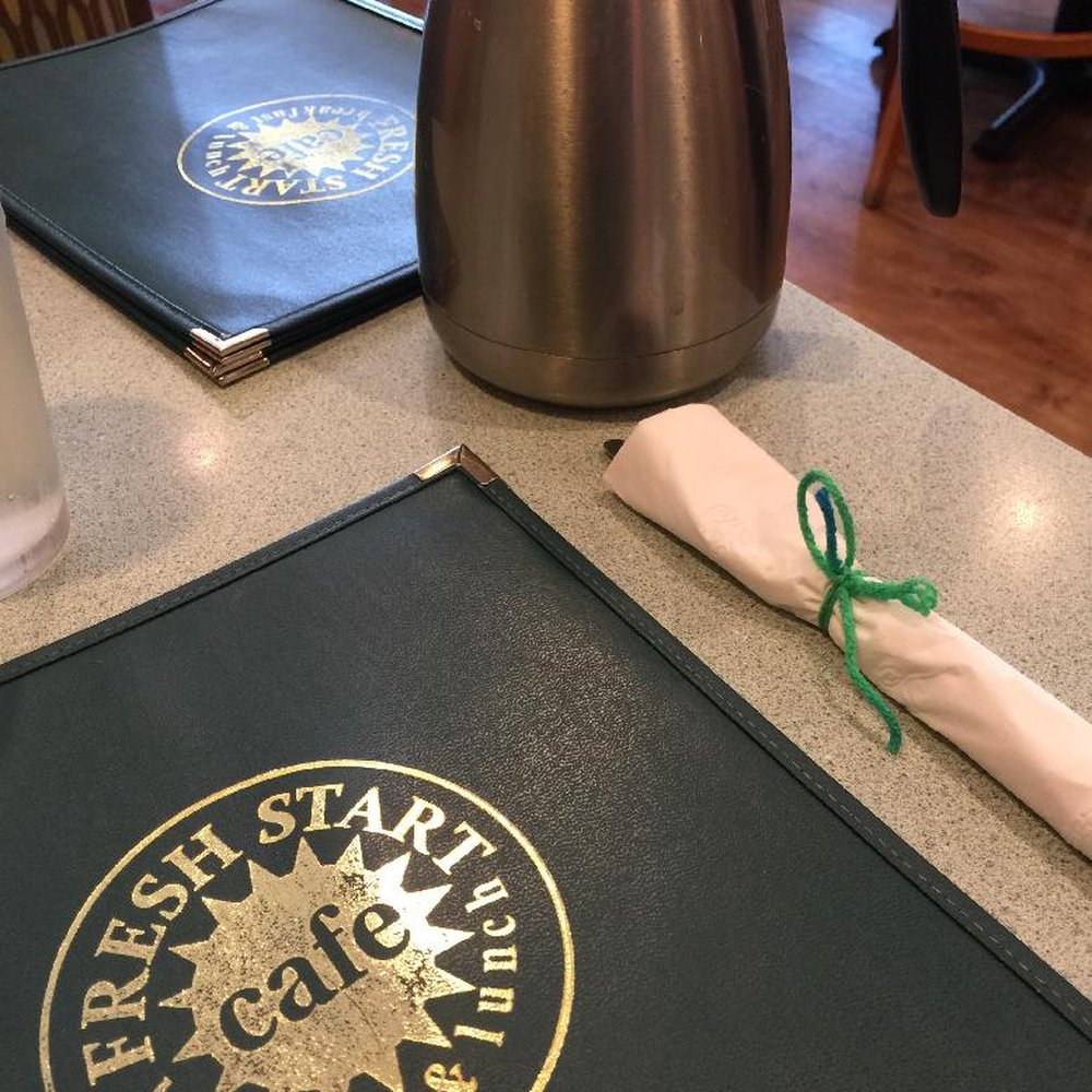 Fresh Start Cafe - This is a perfect example of their extra effort. They tie each napkin and silverware with yarn. Nice touch. - Breakfast & Brunch Near Me - Elmhurst, Illinois