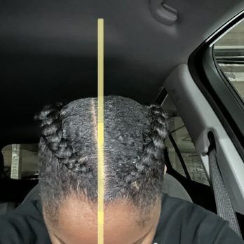 The Braid Bar - Lopsided style. Uneven braids from the start of braid. Crooked line in part - Hair Stylists Near Me - Decatur, Georgia