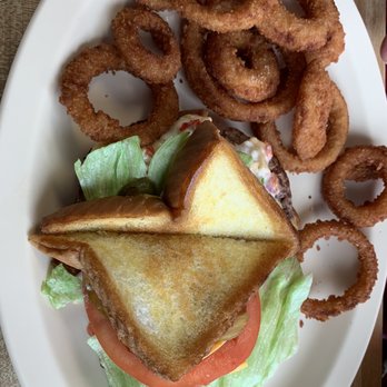 Southern Grill - Pimento cheeseburger with onion rings - Southern Near Me - York, South Carolina