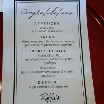 Raffa's Waterfront Grill - Wedding dinner menu! They were so very accommodating! - New American Near Me - Kingwood, Texas Raffa's Waterfront Grill - Wedding dinner menu! They were so very accommodating! - New American Near Me - Kingwood, Texas