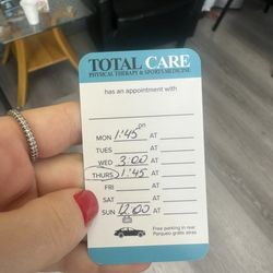 Total Care Physical Therapy & Sports Medicine - Schedule card
