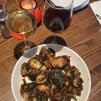 State & Main Kitchen & Bar - brussel sprouts and a glass of wine - Bars Near Me - Vaughan, Ontario State & Main Kitchen & Bar - brussel sprouts and a glass of wine - Bars Near Me - Vaughan, Ontario