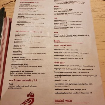 Sugarcane - Menu as of 11/5/22 - Cocktail Bars Near Me - Las Vegas, Nevada