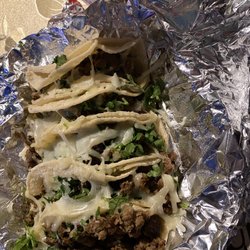 Tacos La Potranca de Jalisco - Asada tacos with jack cheese and a small fountain drink