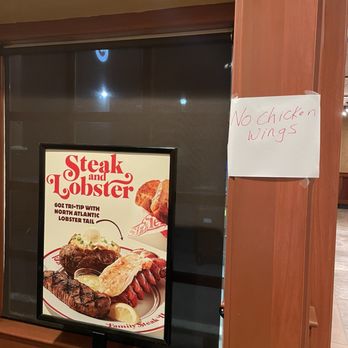 Sizzler - As of 9/20/2024, NO CHICKEN WINGS. Didn't see this sign until after our meal. - Seafood Near Me - Colma, California Sizzler - As of 9/20/2024, NO CHICKEN WINGS. Didn't see this sign until after our meal. - Seafood Near Me - Colma, California