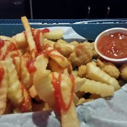 Hide-A-Way Tavern - Popcorn shrimp with fries.