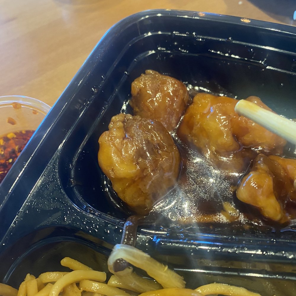 China family Express - They call it orange chicken -but it's just chicken in a sauce w/no flavor - Chinese Near Me - Austin, Texas
