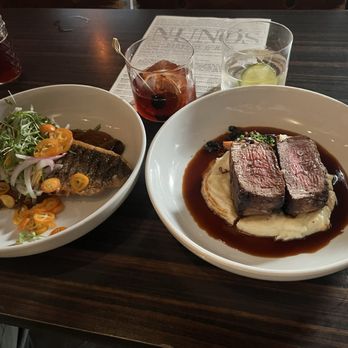 Nunos Bistro & Bar - Grilled Branzino & Filet - Modern European Near Me - Upland, California Nunos Bistro & Bar - Grilled Branzino & Filet - Modern European Near Me - Upland, California