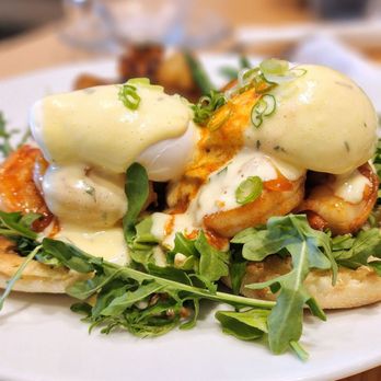 Breakfast Table - Spicy Garlic Prawn Benedict - Breakfast & Brunch Near Me - Richmond, British Columbia Breakfast Table - Spicy Garlic Prawn Benedict - Breakfast & Brunch Near Me - Richmond, British Columbia