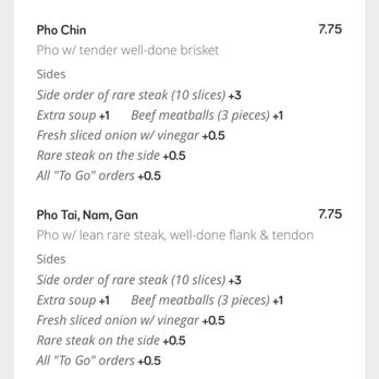unPhogettable - This is the menu that clearly shows Pho Chin $7.75 plus extra soup for a $1. Yet they tried to charge me $16.89 for pickup! - Vietnamese Near Me - Mesa, Arizona unPhogettable - This is the menu that clearly shows Pho Chin $7.75 plus extra soup for a $1. Yet they tried to charge me $16.89 for pickup! - Vietnamese Near Me - Mesa, Arizona