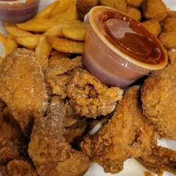 Sharks of East Chicago - Wings, okra, fries... mild and hot sauce cups