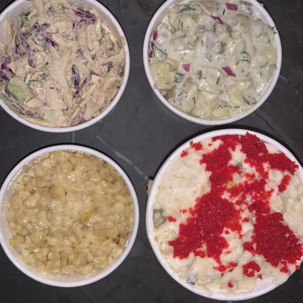 ZIG ZAG BBQ - QUESO MAC W/ a flammin hot cheeto garnish. Slaw, potato salad, and mexican style cream corn - Barbeque Near Me - Philadelphia, Pennsylvania ZIG ZAG BBQ - QUESO MAC W/ a flammin hot cheeto garnish. Slaw, potato salad, and mexican style cream corn - Barbeque Near Me - Philadelphia, Pennsylvania