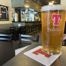 Thistle and Rose - Bar area with example of a premium draft in Tennents!!