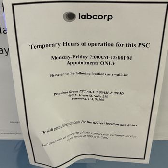 Labcorp - The "official" documentation used to herd cattle to this crap location. - Laboratory Testing Near Me - Pasadena, California Labcorp - The "official" documentation used to herd cattle to this crap location. - Laboratory Testing Near Me - Pasadena, California