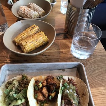 bartaco - Chapel Hill - Chicken chorizo, chicken pastor, mojo pork carnitas tacos and grilled corn on the cob with no cheese. - Tacos Near Me - Chapel Hill, North Carolina bartaco - Chapel Hill - Chicken chorizo, chicken pastor, mojo pork carnitas tacos and grilled corn on the cob with no cheese. - Tacos Near Me - Chapel Hill, North Carolina