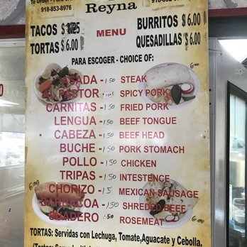 La Reyna - Wall menu - Mexican Near Me - Broken Arrow, Oklahoma
