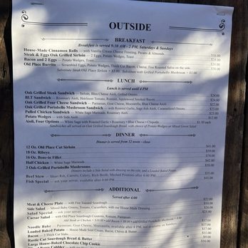 Old Place - The outdoor (more expensive) menu - American Near Me - Cornell, California Old Place - The outdoor (more expensive) menu - American Near Me - Cornell, California