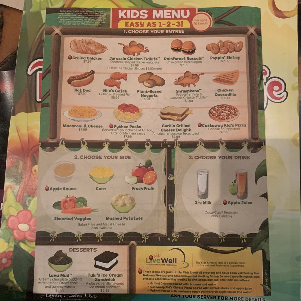 Rainforest Cafe - Kids menu - American Near Me - Katy, Texas