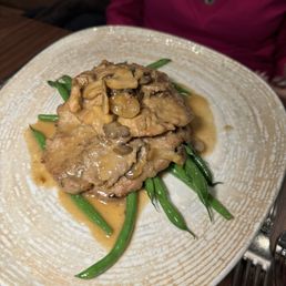 Veal Scallopini with chestnuts and mushrooms. Veal Scallopini with chestnuts and mushrooms.