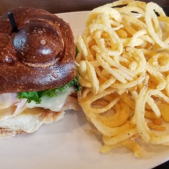 110 Grill - Chicken Cordon Blue Sandwich & Onion Strings - New American Near Me - Stratham, New Hampshire