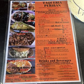 Taqueria Periban - Partial Menu - Mexican Near Me - South El Monte, California Taqueria Periban - Partial Menu - Mexican Near Me - South El Monte, California