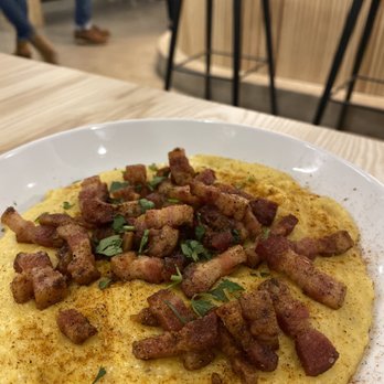 North Loop Galley - Cheesy Grits with 5 spice pork belly from Soul Fu - too much 5 spice powder - New American Near Me - Minneapolis, Minnesota