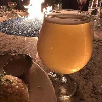 Zaytoon - Belgian blonde by firelight - Lebanese Near Me - Santa Barbara, California