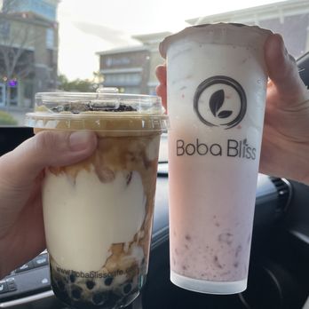 Boba Bliss - Oreo Cookie Puff Cream and Strawberry Milk Bar w/crystal boba - Bubble Tea Near Me - Mountain View, California