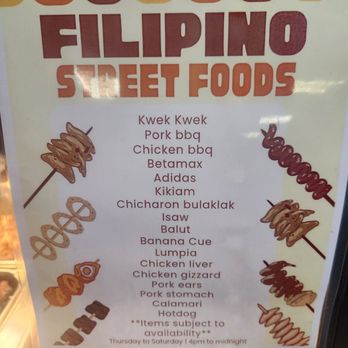 Kujo Eats - Menu listing all items generally available - Filipino Near Me - National City, California