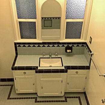 Supreme Remodeling - Restored vanity with triangle tile detail - 80 years new! Arch medicine cabinet matches shower stall! - General Contractors Near Me - Los Angeles, California Supreme Remodeling - Restored vanity with triangle tile detail - 80 years new! Arch medicine cabinet matches shower stall! - General Contractors Near Me - Los Angeles, California