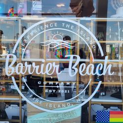 Barrier Beach Company - Front window. Top of the dock.
