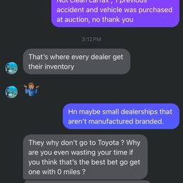 Conversation with salesman working at this location.
