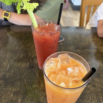 Benson's by the Beach - Bloody Mary (back) Tequila Sunrise (front) - Breakfast & Brunch Near Me - Long Beach, Washington