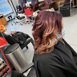 Blu Hairon Salon - Purple and rosegold color melt