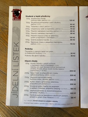 Menu photo 1 Hostinec U kohouta Hradec Kralove, KR
