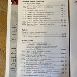Hostinec U kohouta - Menu