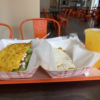 Cachapas Y Mas - Full three carne cachapa, venezolana cachapa and passion fruit juice - Venezuelan Near Me - Lawrence, Massachusetts