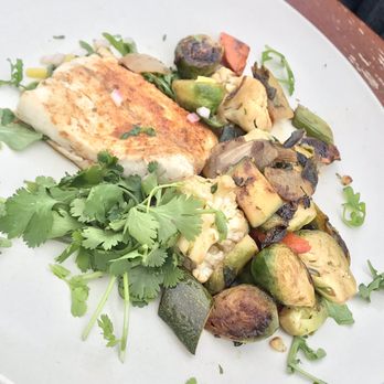 The Rooftop Lounge - 5/2019 Delicious entrees; Sea Bass with roasted vegetables - Lounges Near Me - Laguna Beach, California
