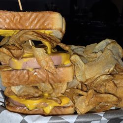 Blind Squirrel Pub - The Fried Bologna Tower w/Pub Chips