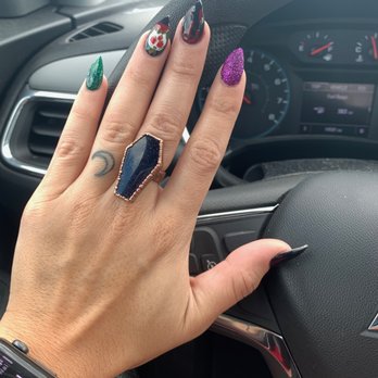 Jade Nails & Spa - Halloween nails inspired by Snow white - Nail Salons Near Me - Miami, Florida Jade Nails & Spa - Halloween nails inspired by Snow white - Nail Salons Near Me - Miami, Florida