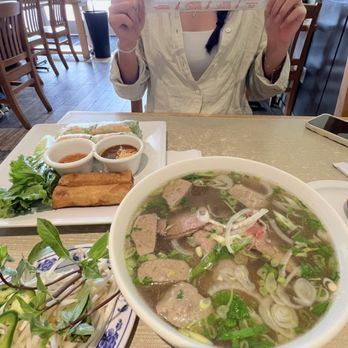 Flavor Pho - Egg rolls and pho tai with meatballs - Vietnamese Near Me - Cerritos, California
