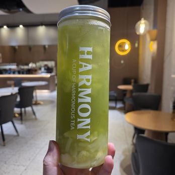 Harmony Tea Shoppe - honeydew lychee fresh fruit tea w/ lychee jelly - Bubble Tea Near Me - Orlando, Florida